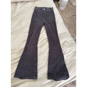 Aerie Ribbed Corduroy Flare Pants Gray Stretch Pull On XS